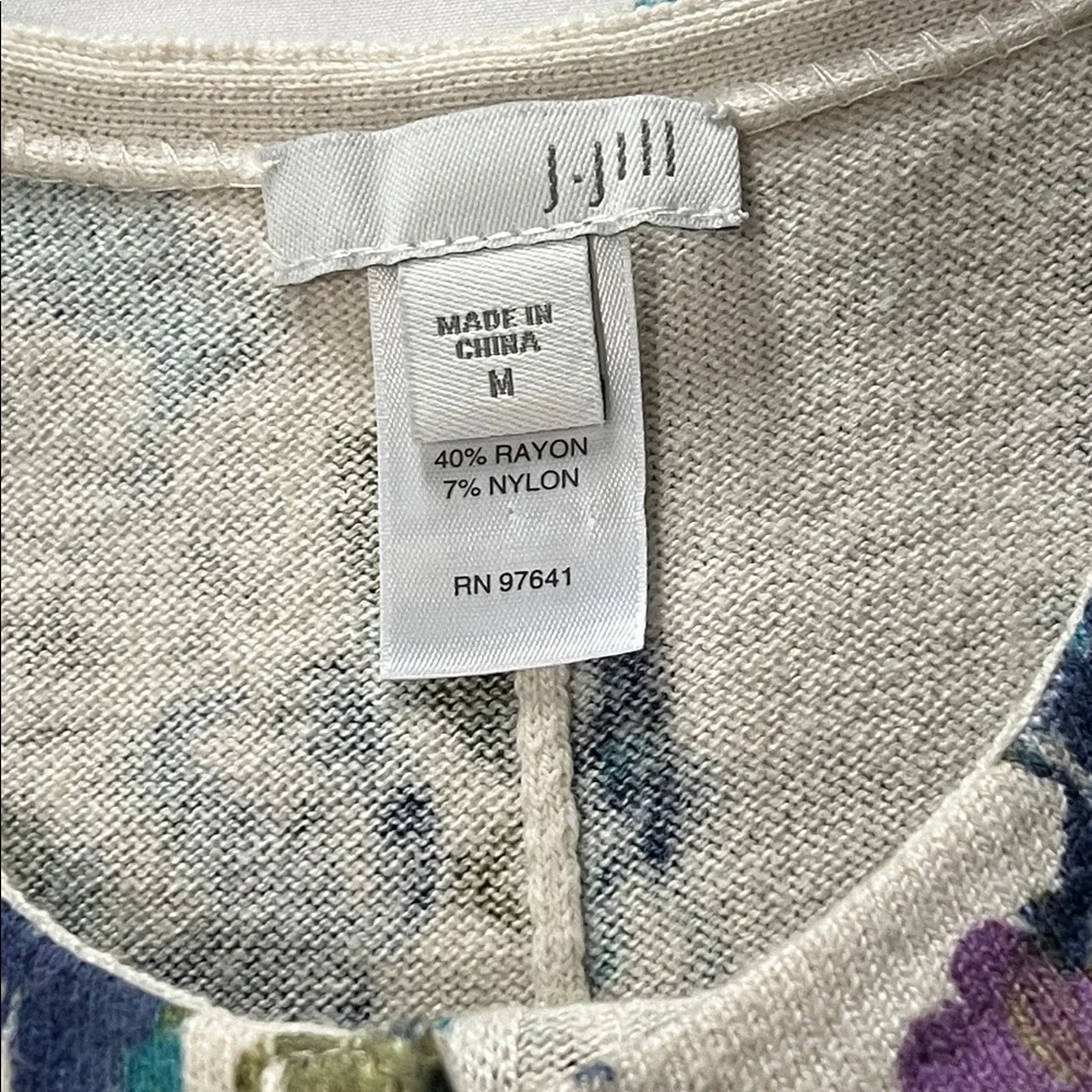 J Jill Floral Print 3/4 Sleeve Cardigan - Picture 3 of 3